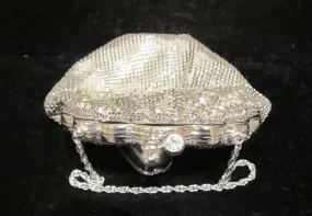 Duramesh Silver Mesh Rhinestone Purse 1940's Glomesh Purse Unused Wedding Formal Evening Bag