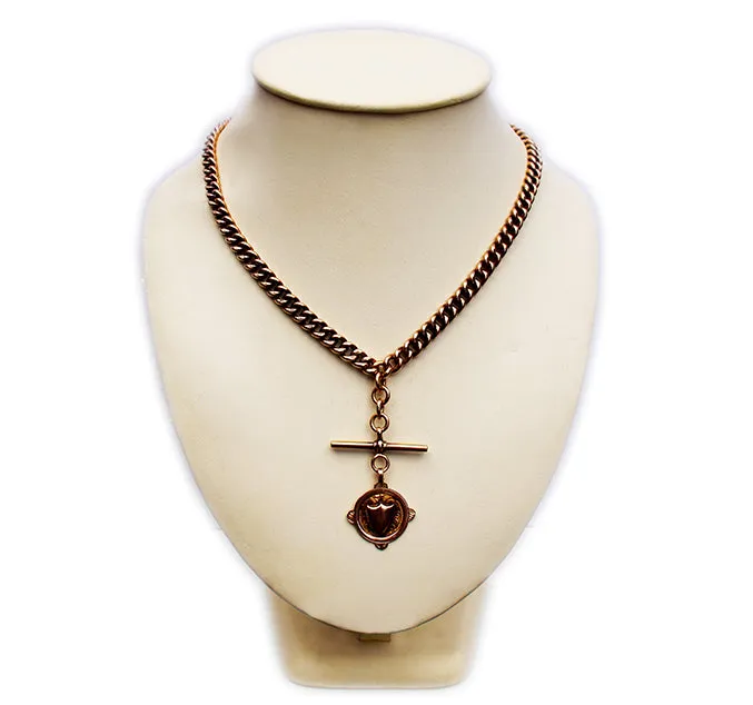 Edwardian Rose Gold Albert Chain, T-Bar & Fob