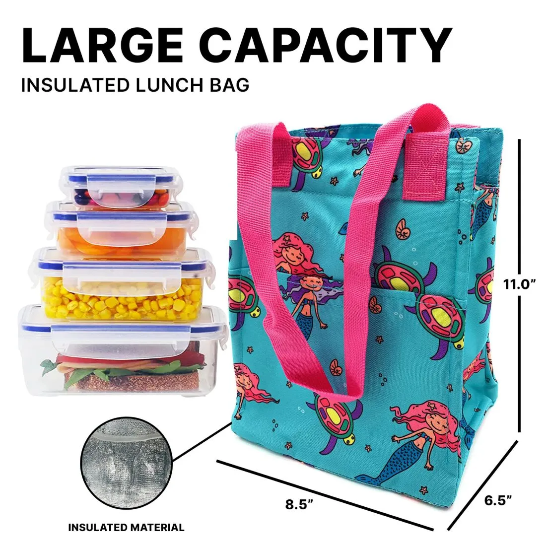 Empire Cove Insulated Lunch Bag Girls Kids Adults Cooler Food Tote Picnic Travel