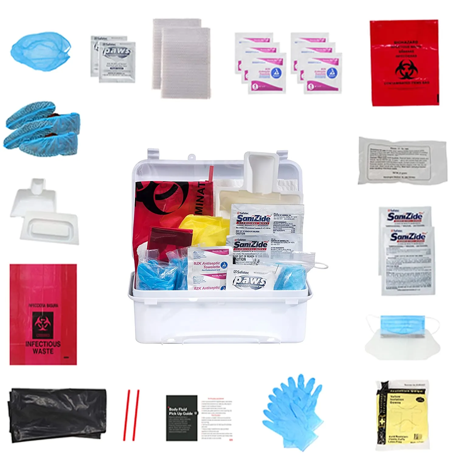 Ever Ready First Aid Bodily Fluids Clean Up Kit with Instructions and Wall Mountable Case, OSHA Compliant – 31 Pieces