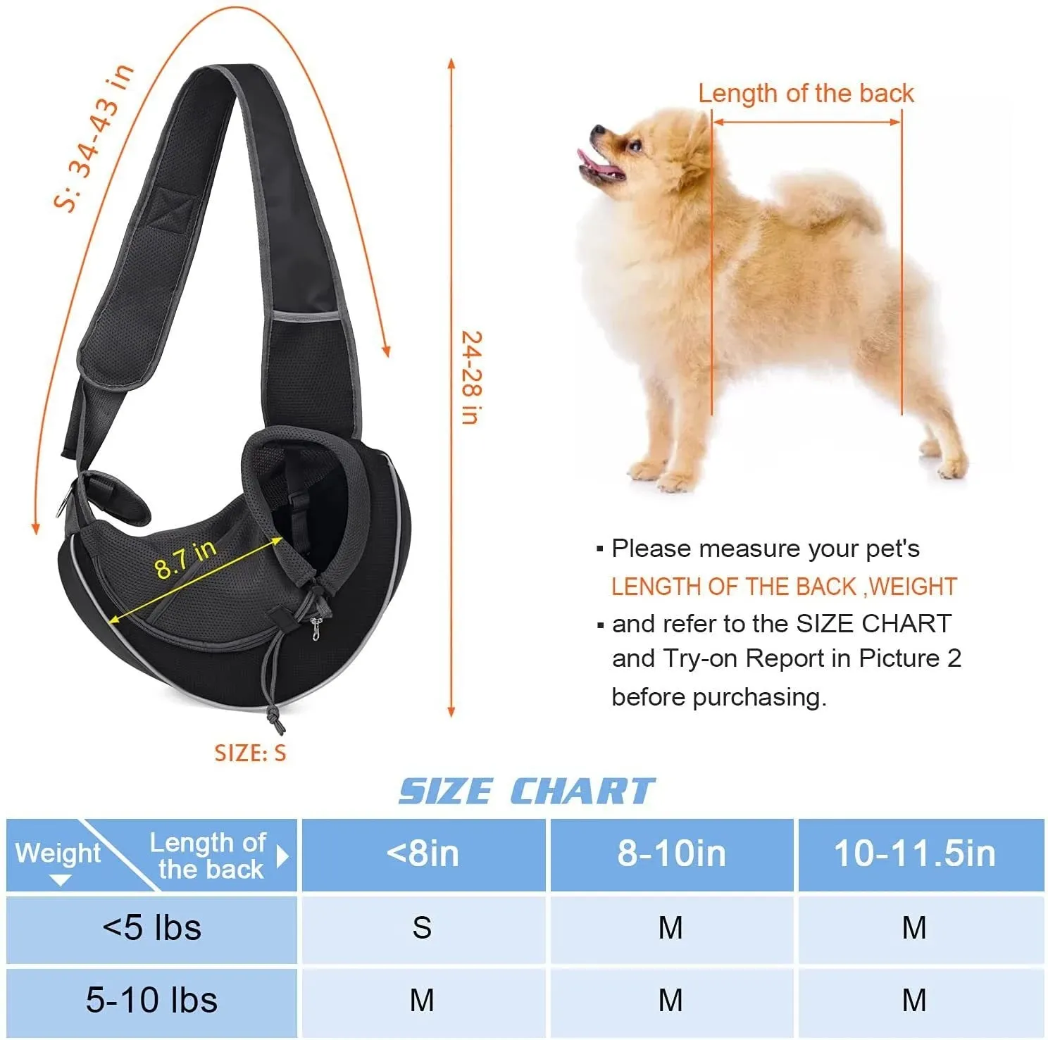 Fangshion Portable Crossbody Bag For Dogs Cats