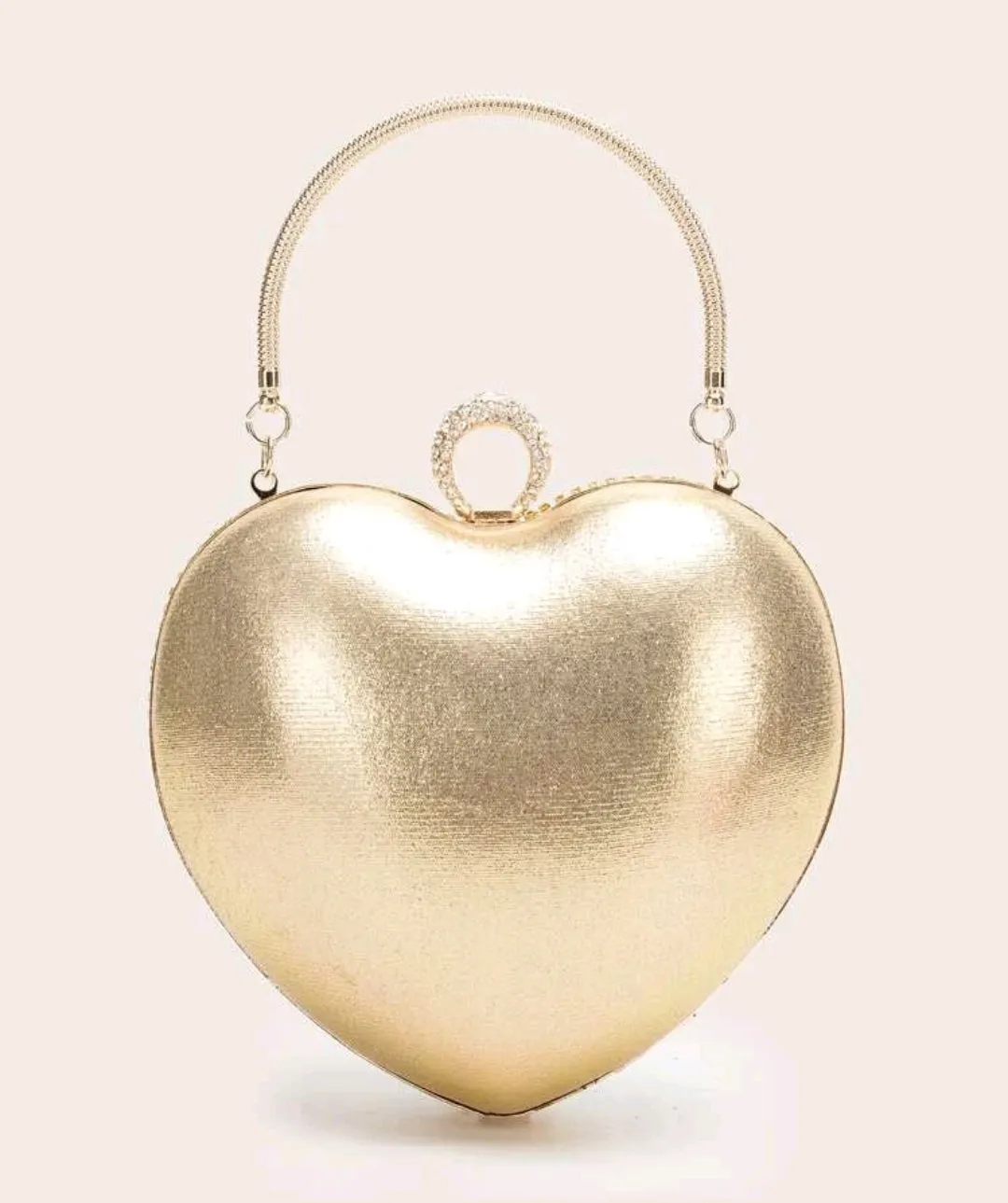 Faux pearl & rhinestone decor heart shaped bag.