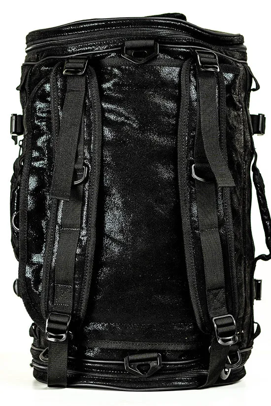 Faux Suede in Black Rebel Round Duffle Backpack