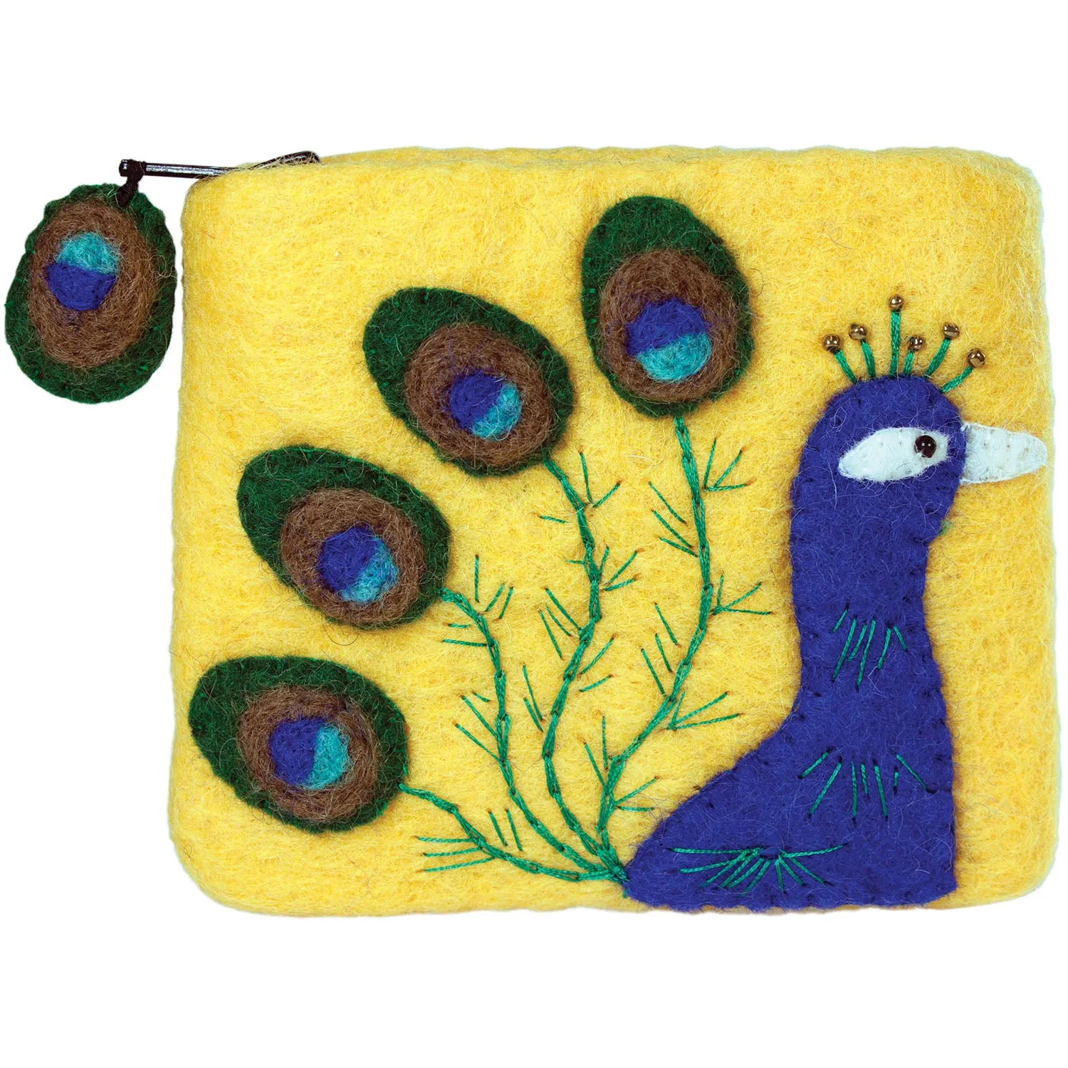 Felt Coin Purse Peacock Wild Woolies