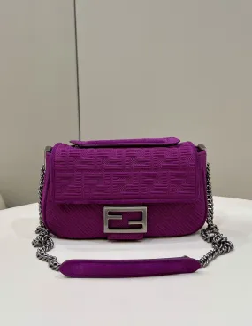 FI Baguette Chain Midi Purple FF Fabric Bag For Woman 14.5cm/6in 8BR793AHW5F1GEH