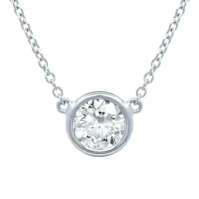 Floating Lab Created Diamond Solitaire Bezel Pendant Necklace