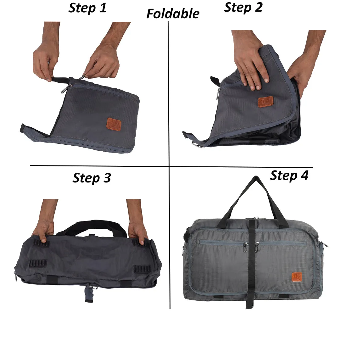 Fly Fashion Polyester Fold able Travel Duffel Bag Men Luggage Women -(Grey)