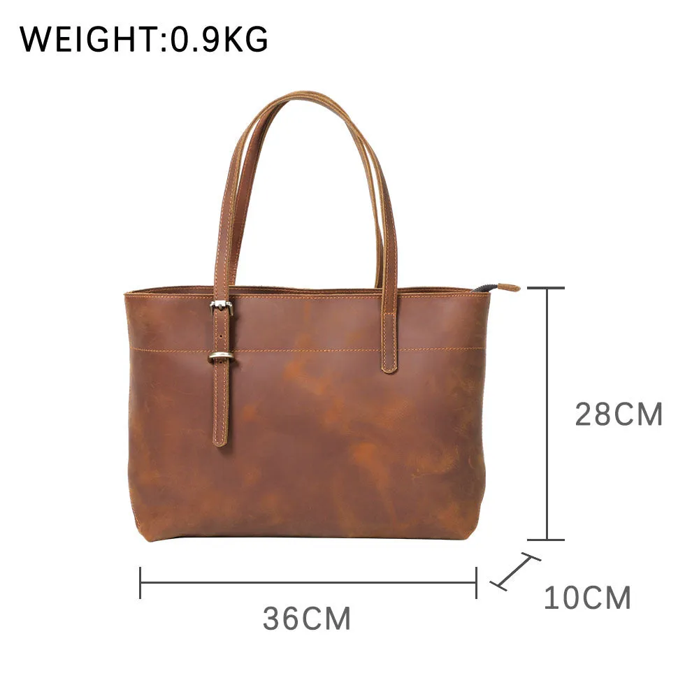 Full Grain Leather Tote Bag, Handmade Leather Shoulder Bag, Vintage Women's Bag, Gift