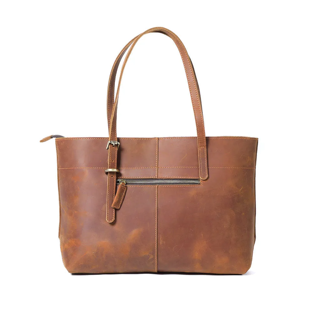 Full Grain Leather Tote Bag, Handmade Leather Shoulder Bag, Vintage Women's Bag, Gift