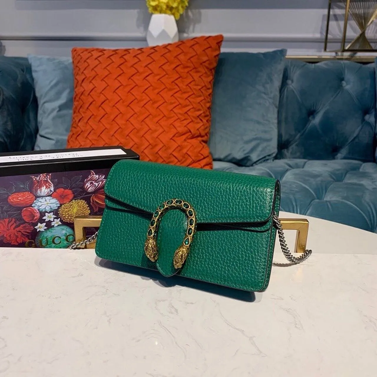 gg Dionysus Super Mini Bag Emerald Green Metal-Free Tanned For Women 6.5in/16.5cm gg 476432 CAOGX 3120