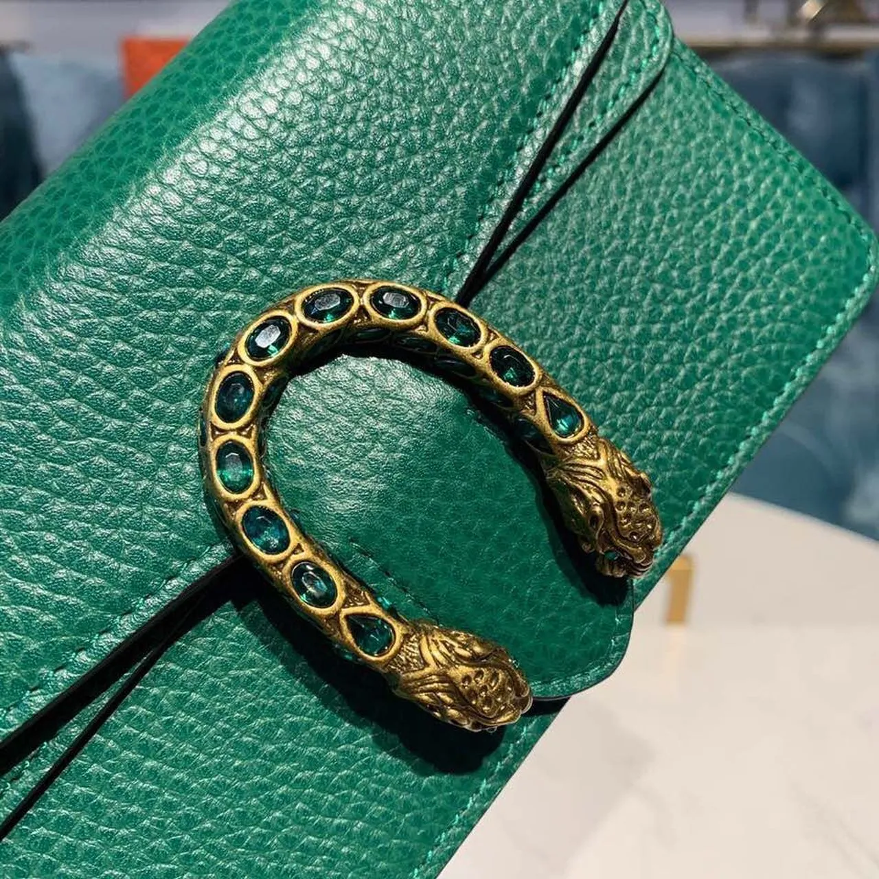 gg Dionysus Super Mini Bag Emerald Green Metal-Free Tanned For Women 6.5in/16.5cm gg 476432 CAOGX 3120