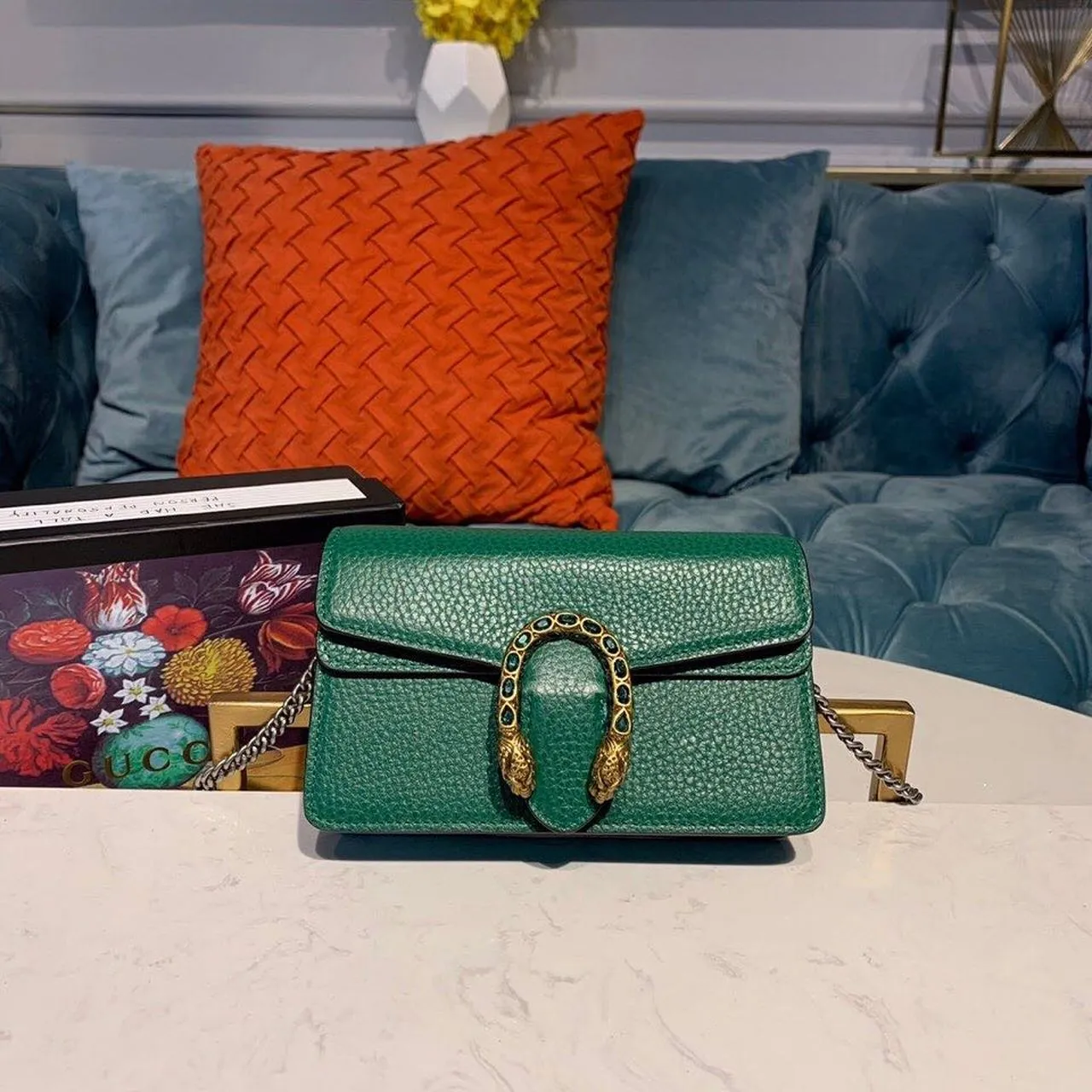 gg Dionysus Super Mini Bag Emerald Green Metal-Free Tanned For Women 6.5in/16.5cm gg 476432 CAOGX 3120