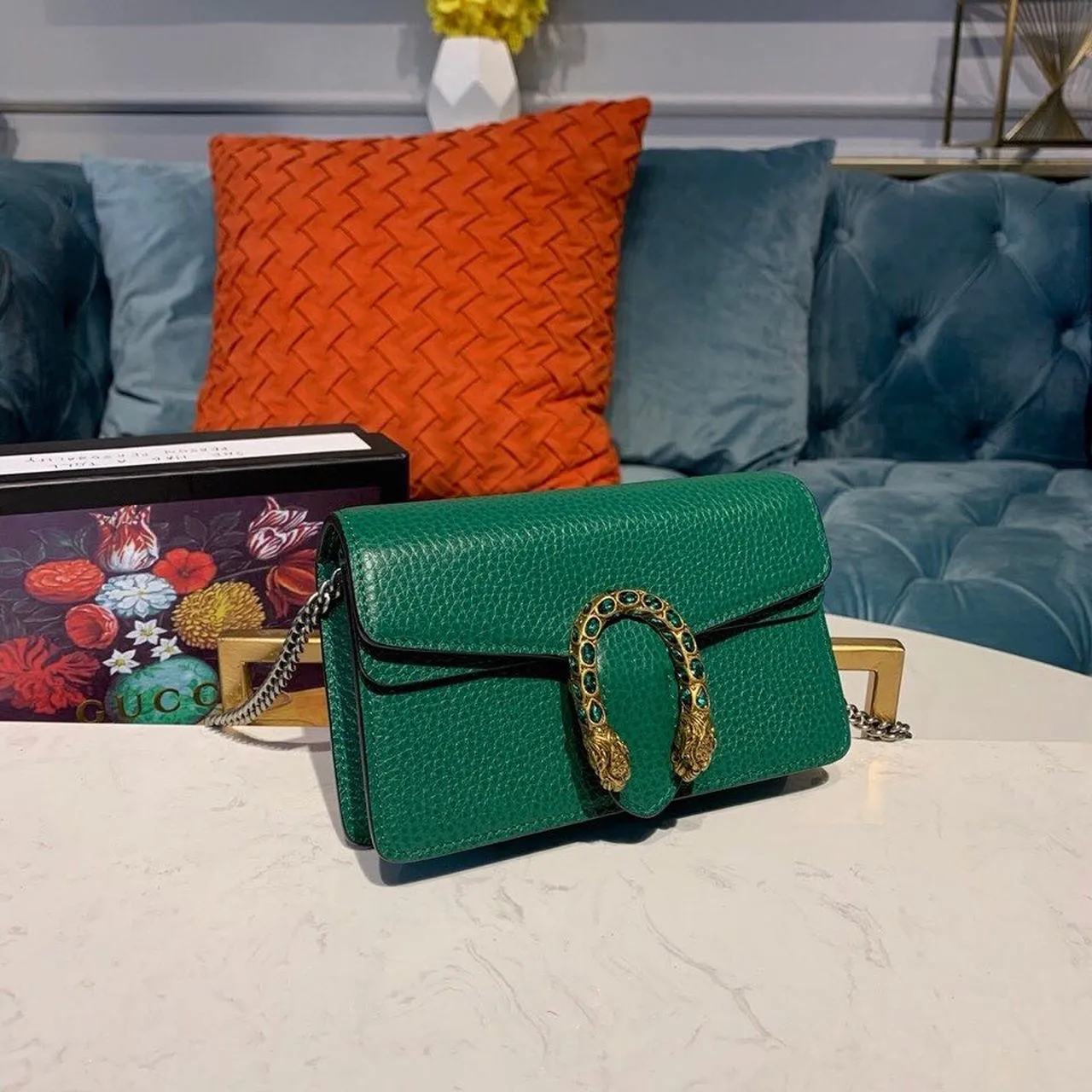 gg Dionysus Super Mini Bag Emerald Green Metal-Free Tanned For Women 6.5in/16.5cm gg 476432 CAOGX 3120