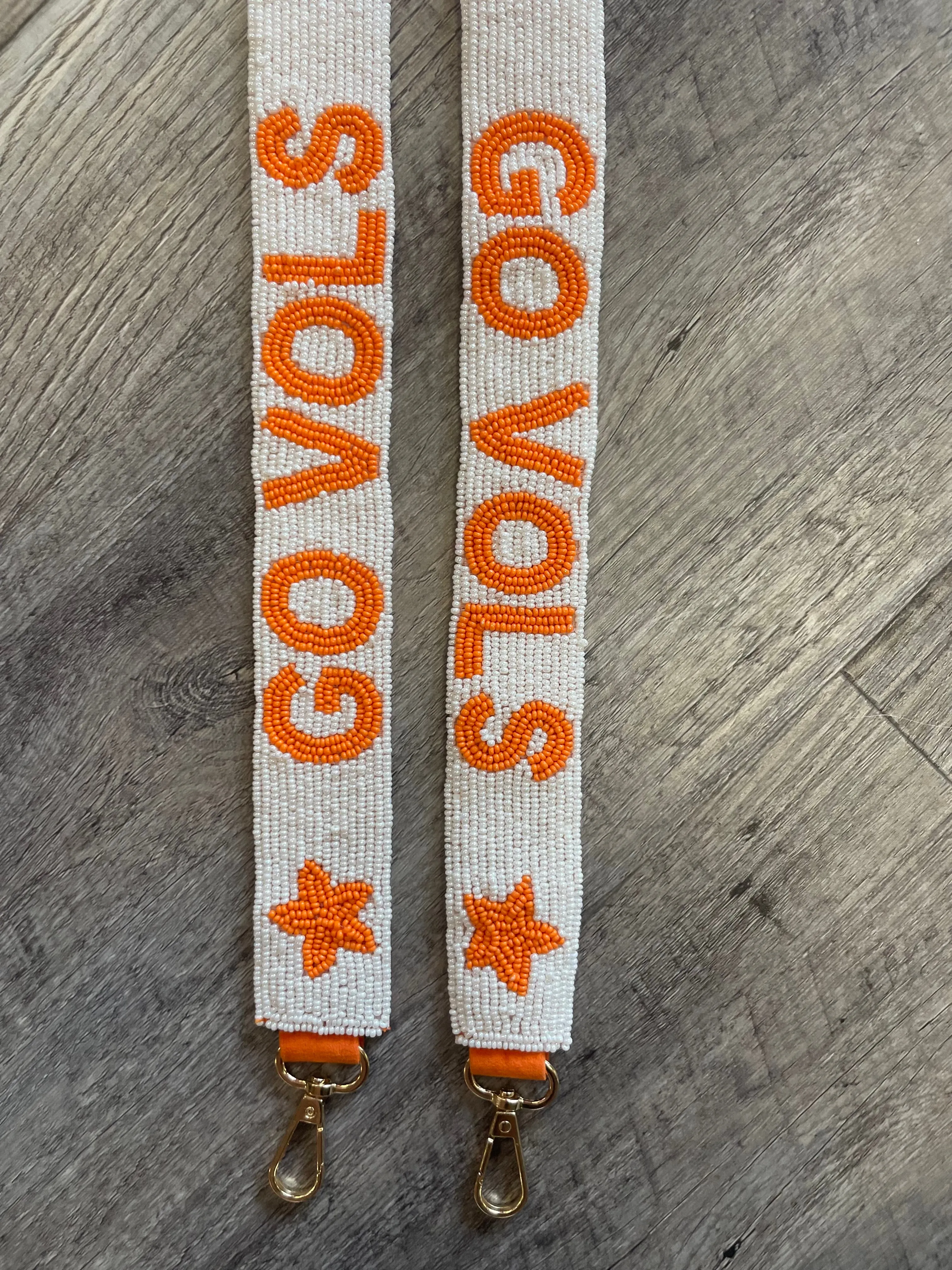 Go Vols Beaded Purse Strap - White