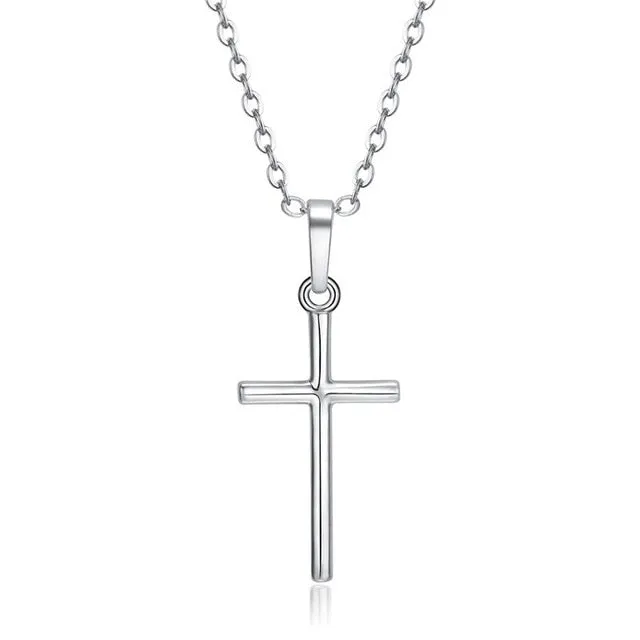 Gold Silver Color Crystal Cross Pendant Necklace