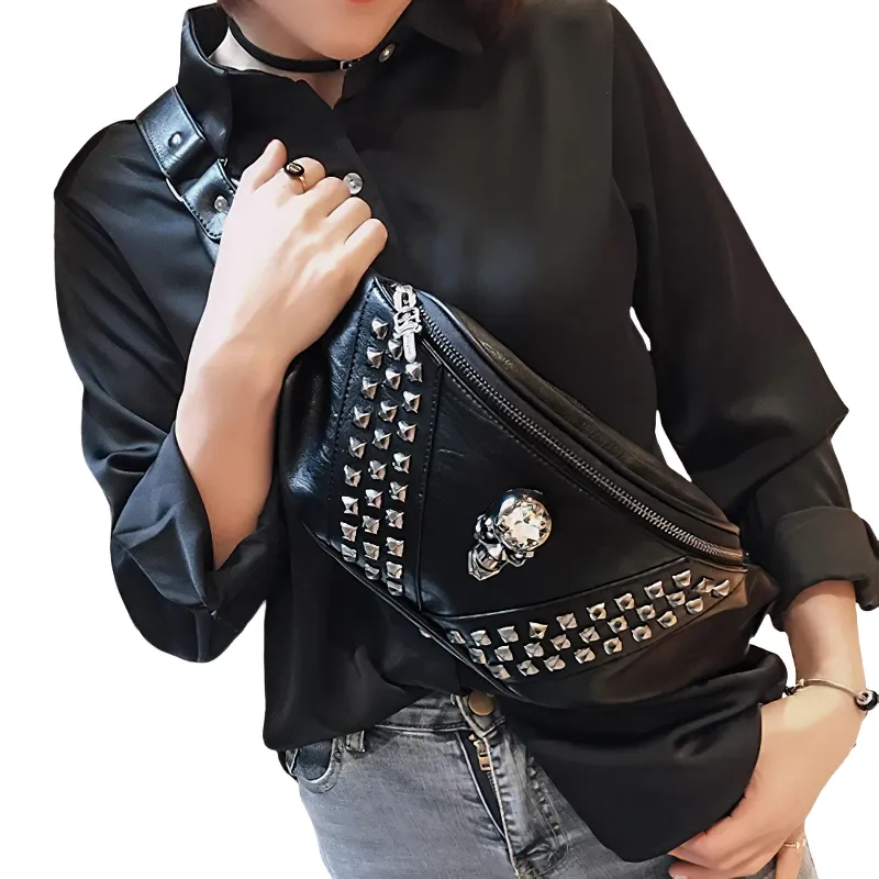 Gothic Crossbody Bag With Rivet And Skull Head / Unisex Accessories / Alternative Fashion