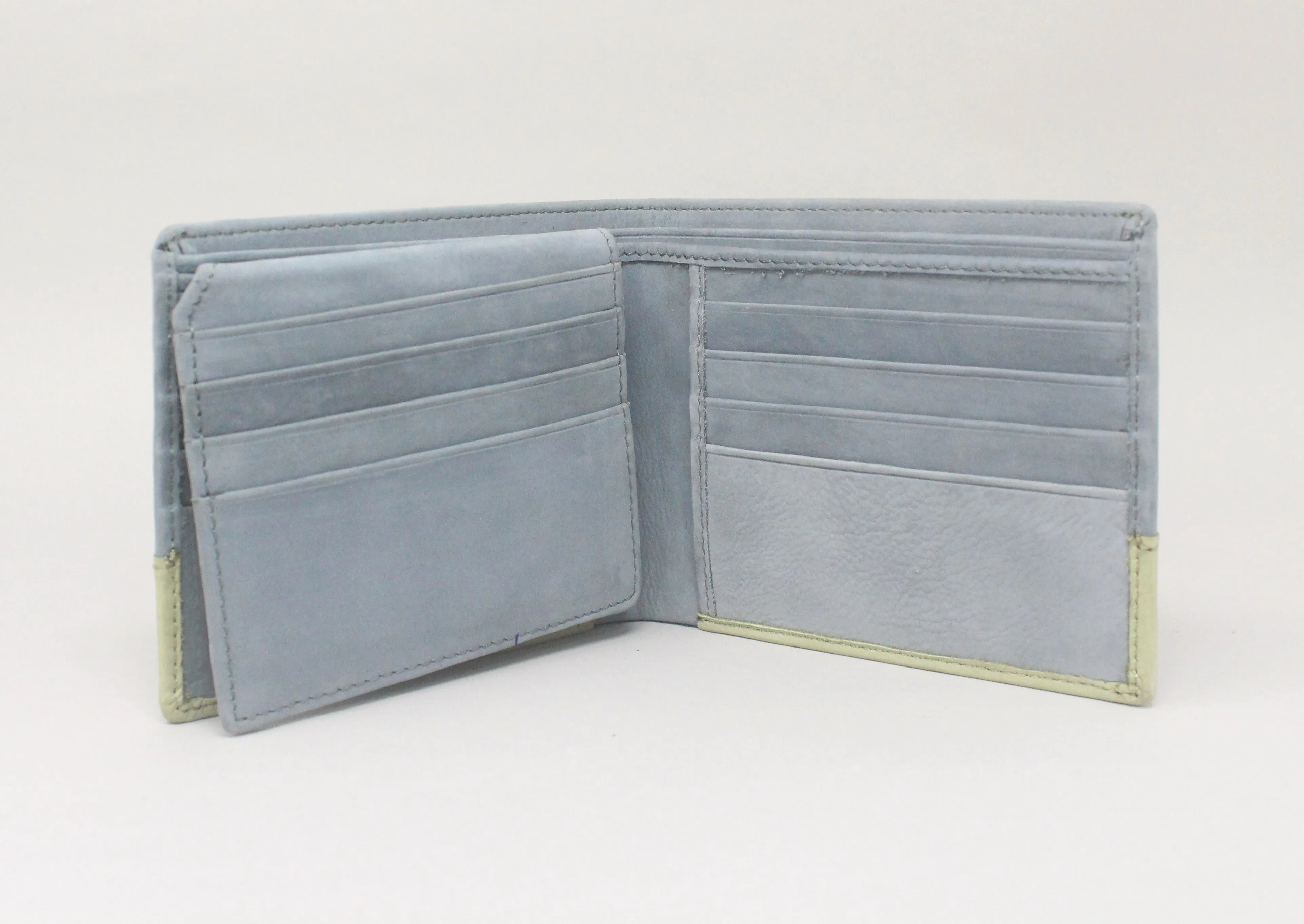 Grey Finished Real Leather Wallet for  Men FLW5