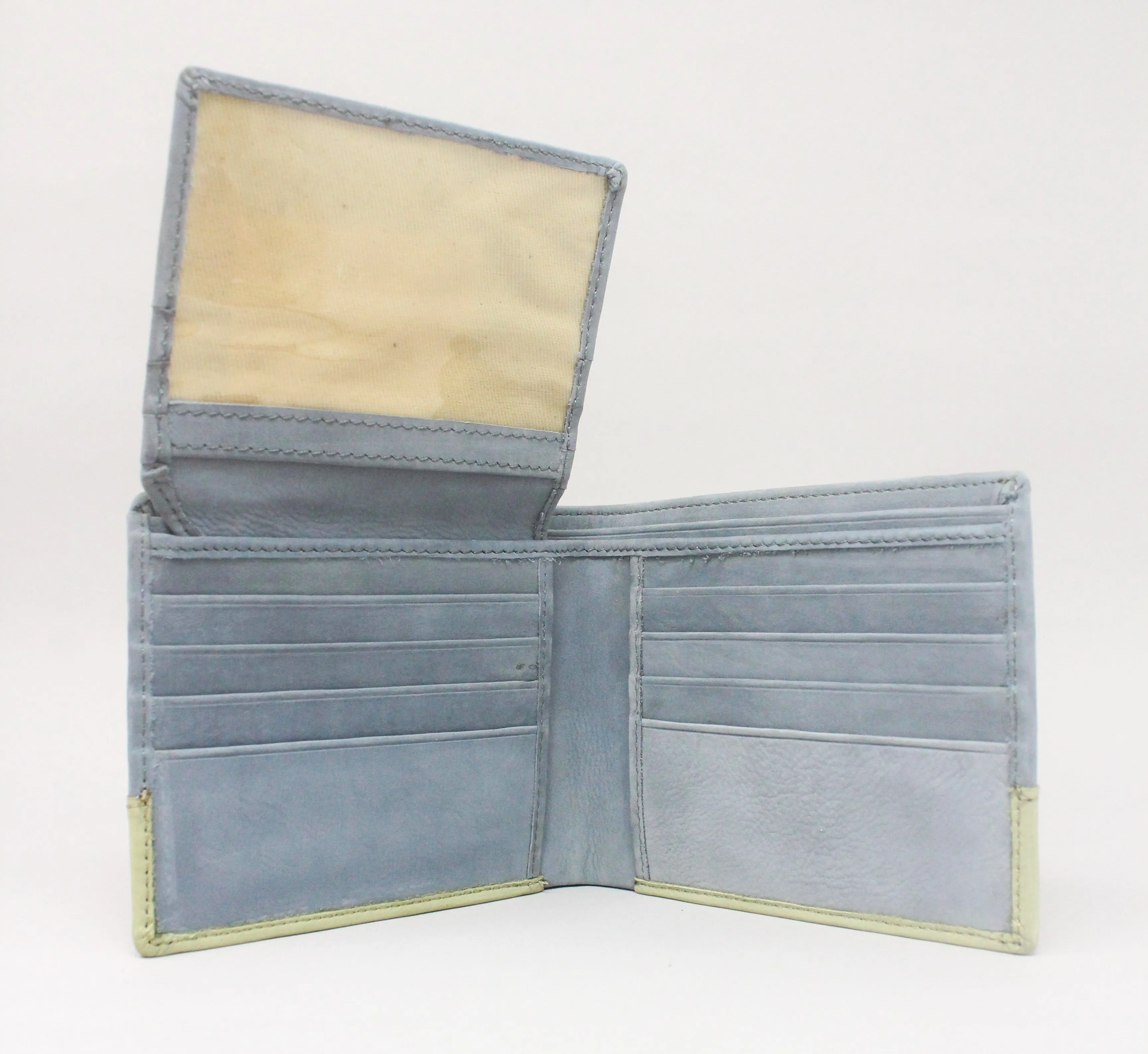 Grey Finished Real Leather Wallet for  Men FLW5