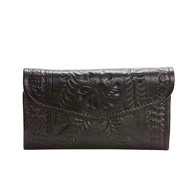 Hand Tooled Leather Tri-fold Wallet by Ropin West