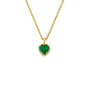 Heart Emerald Pendant w/ Full Pave Halo