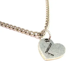 Heart Shaped Initial L Single Charm Necklace