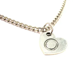 Heart Shaped Initial O Single Charm Necklace