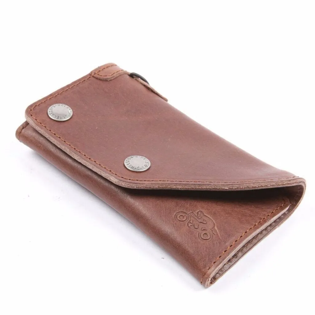 Helstons Motorcycle Accessories Hand Sewn Leather Biker Wallet - Brown