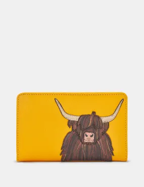 Highland Cow Zip Around Purse