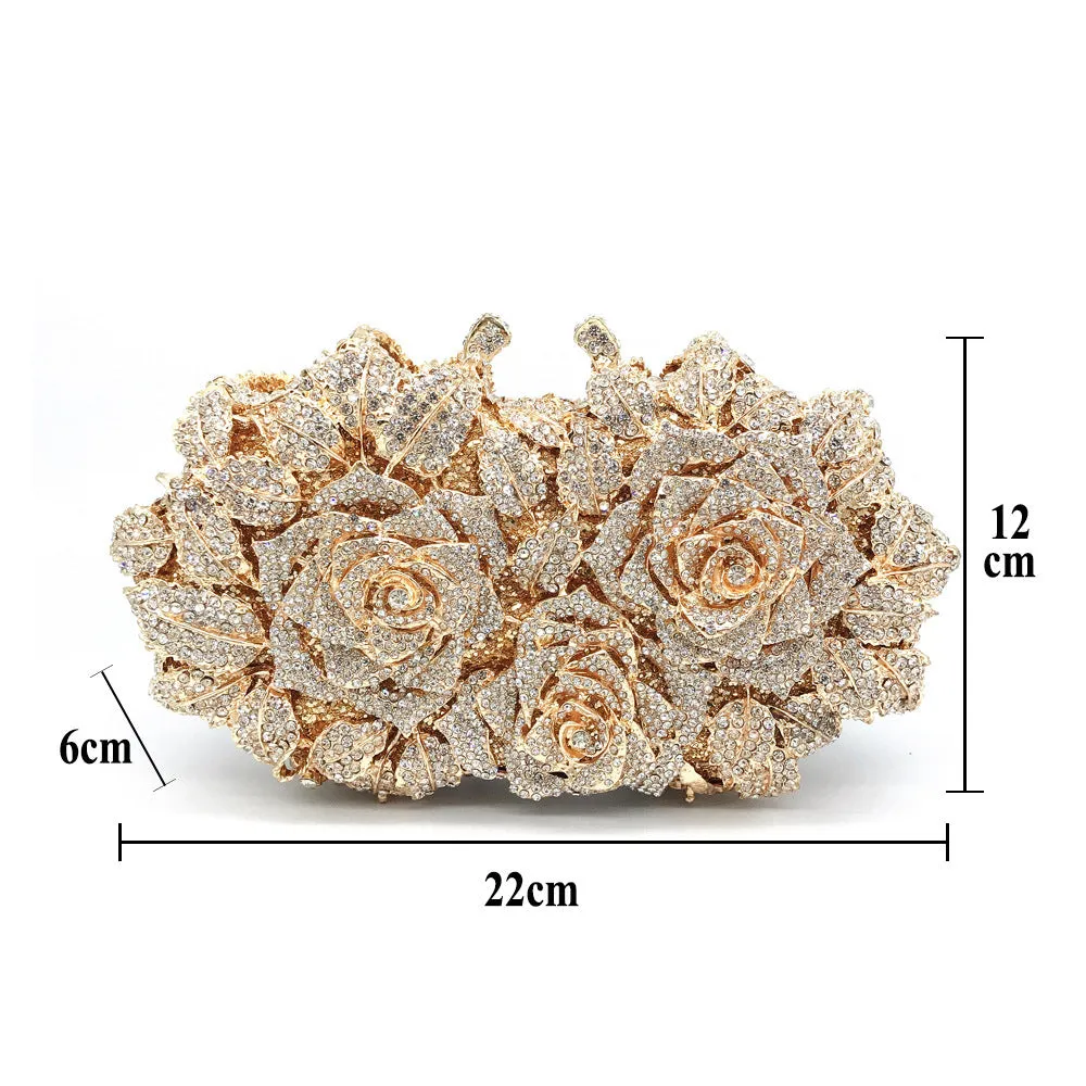 Hollow Rose Diamond Dinner Bag | Elegant Evening Statement