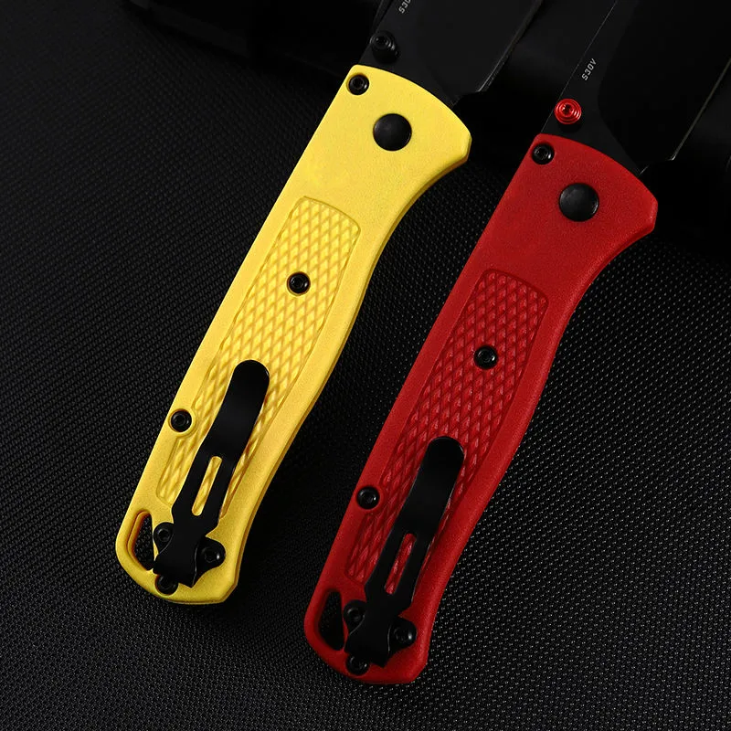 Hot Selling Best S30V Steel Red Yellow Plastic Handle Folding Outdoor Knives Camping Manual Pocket Edc Knife With Nylon Bag