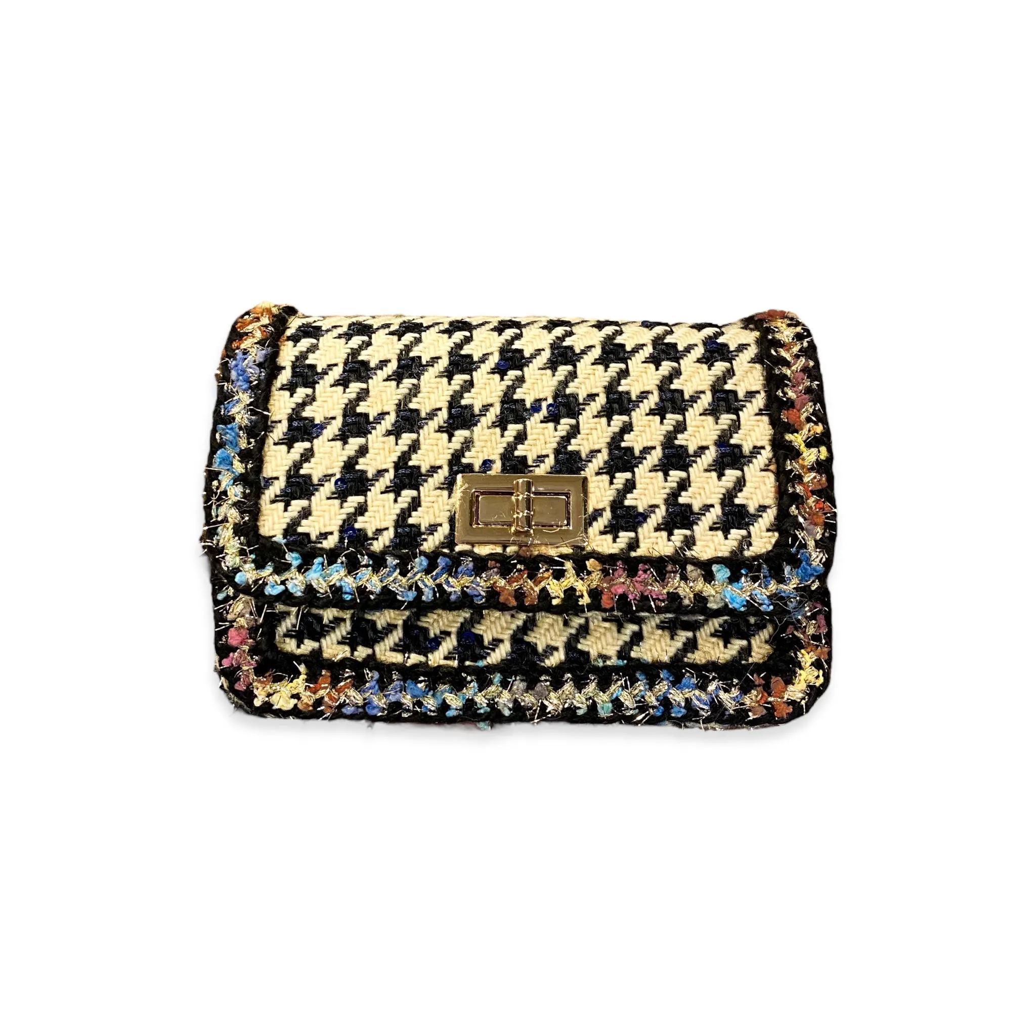 Houndstooth Purse - BLUE/BEIGE