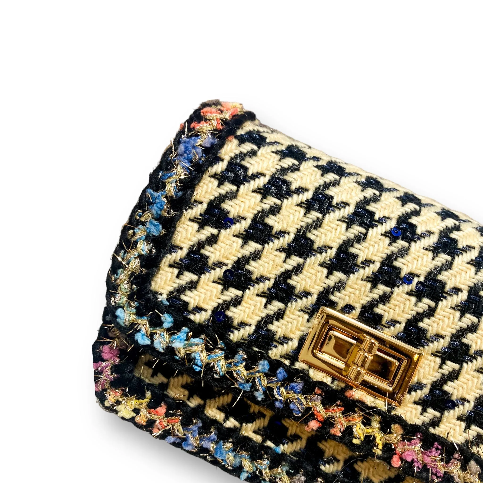 Houndstooth Purse - BLUE/BEIGE