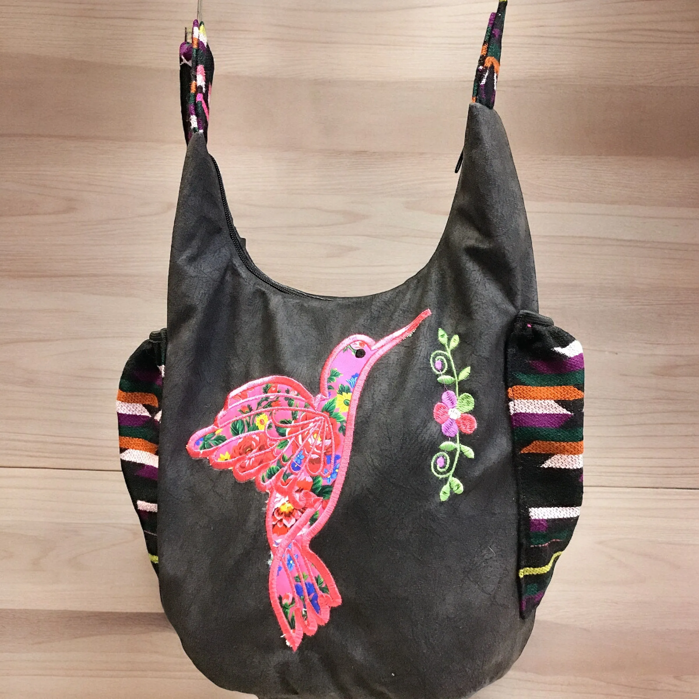 Hummingbird Embroidered Crossbody Bag