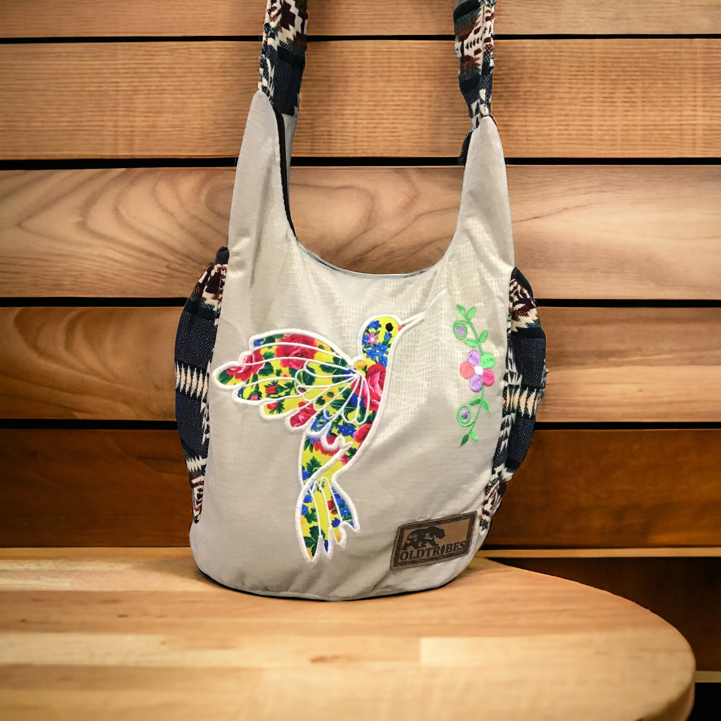 Hummingbird Embroidered Crossbody Bag