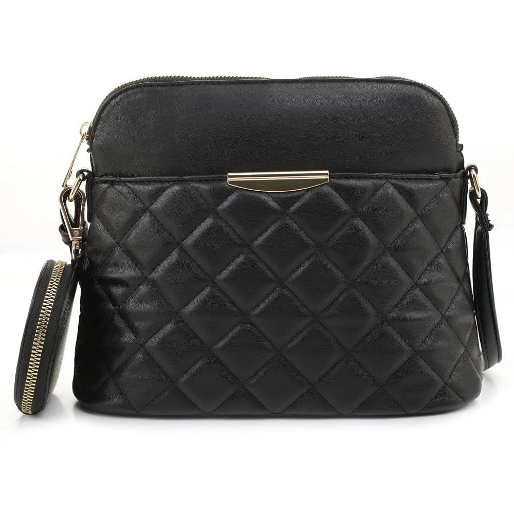 HY5314QS Quilted Front Dome Crossbody w/ Earbud Case