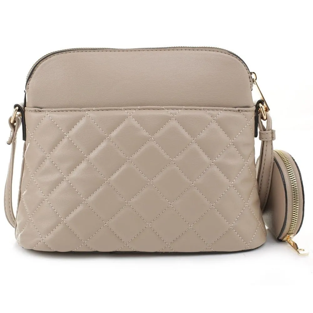 HY5314QS Quilted Front Dome Crossbody w/ Earbud Case