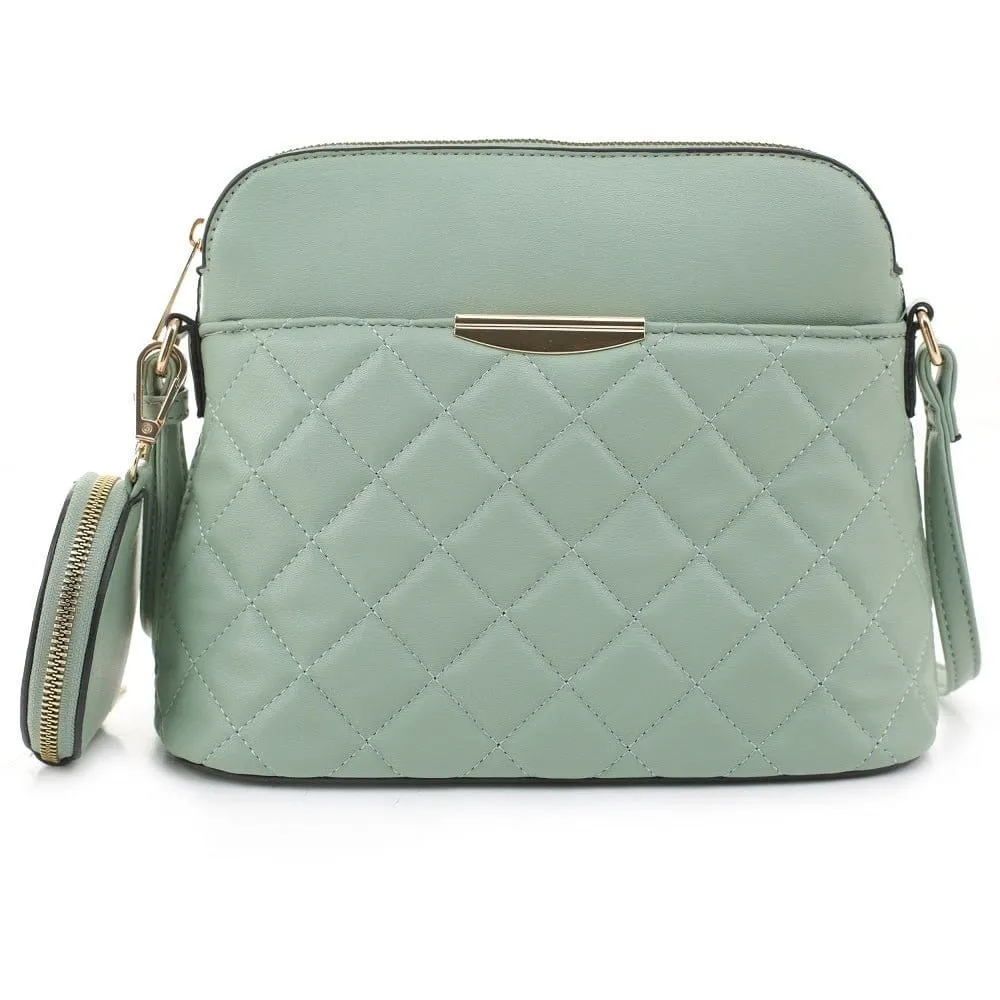 HY5314QS Quilted Front Dome Crossbody w/ Earbud Case