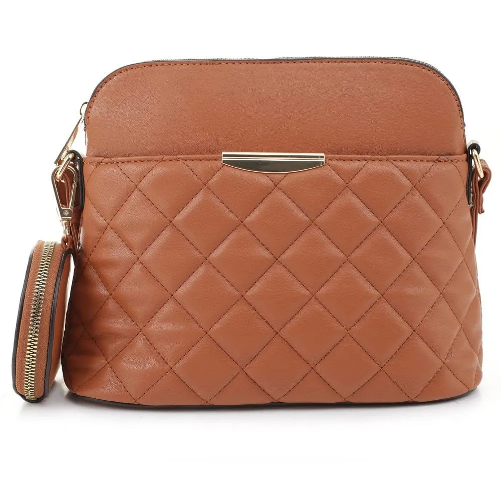 HY5314QS Quilted Front Dome Crossbody w/ Earbud Case