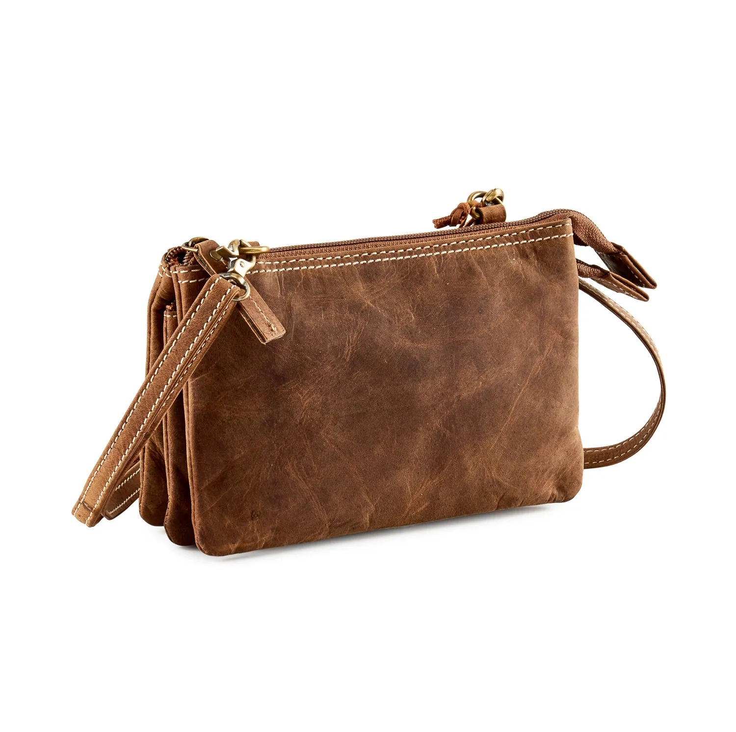 HYDESTYLE Distressed Leather Tandem Clutch #UM60