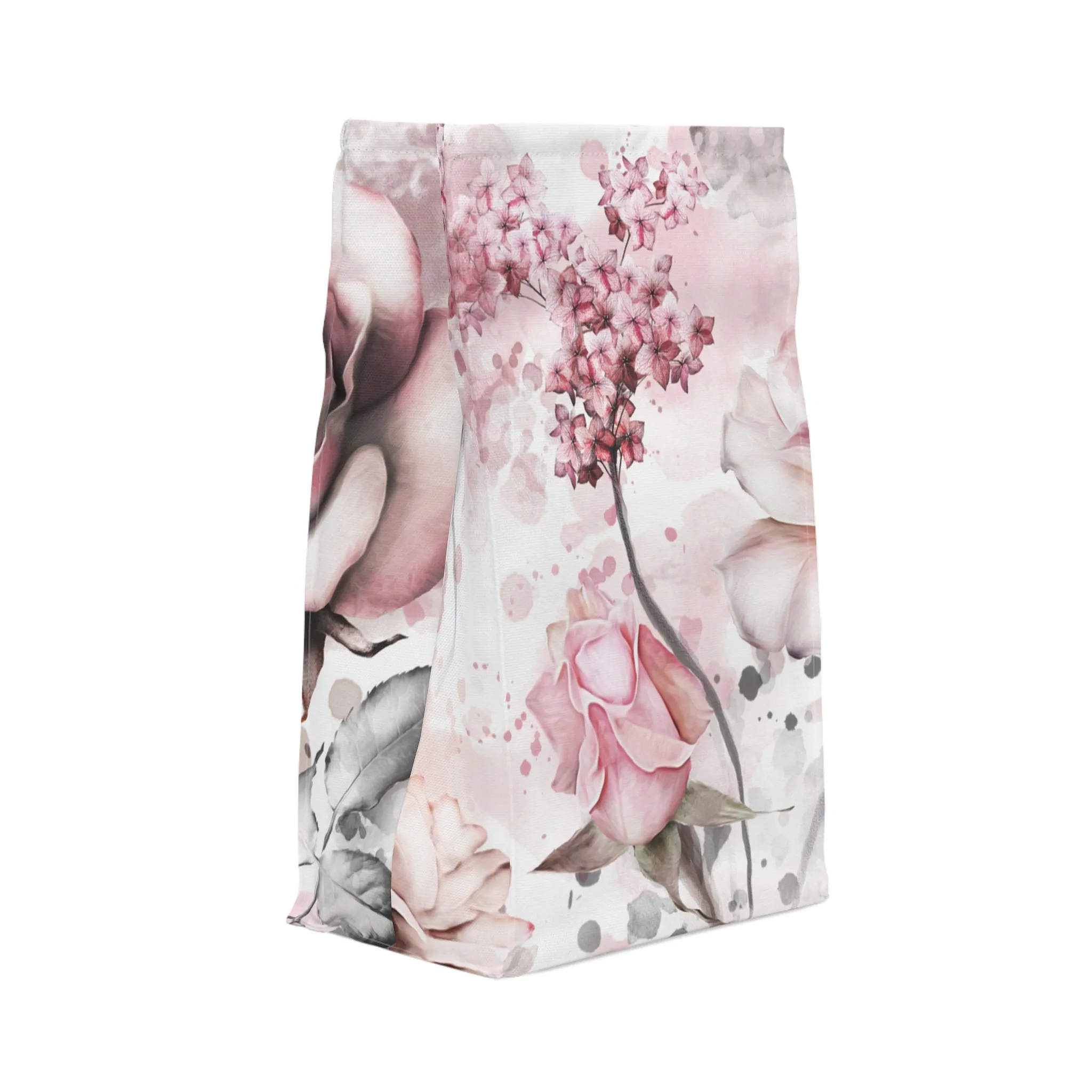 Insulated Lunch Bag, Flower Lunch Bag Pink and Grey