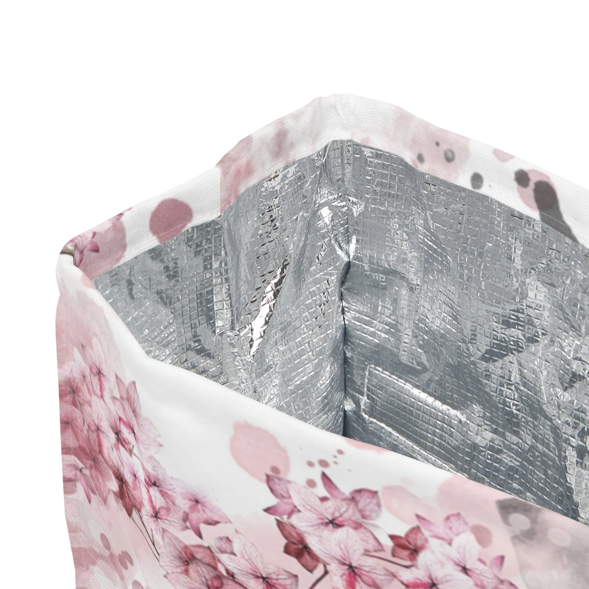 Insulated Lunch Bag, Flower Lunch Bag Pink and Grey