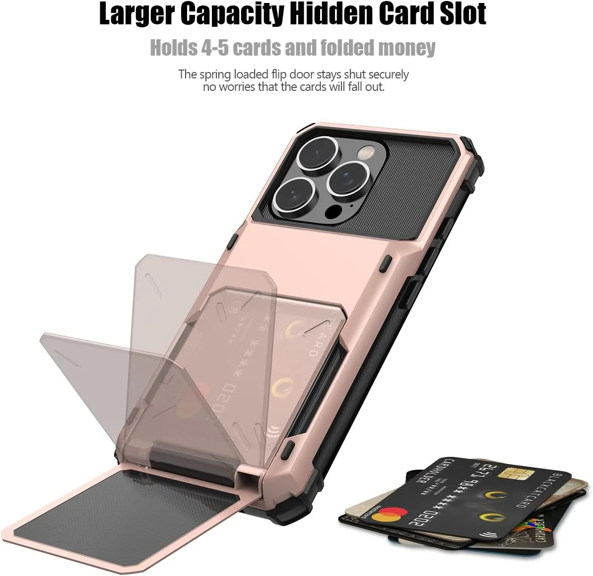 iPhone 16 Pro Case Card Holder Heavy Duty Dual Layer Shockproof Wallet Case with Hidden Card Slot Large Storage Cover White