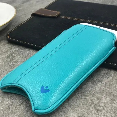 iPhone 6/6s Plus Wallet Case in Blue Vegan Leather | Screen Cleaning Sanitizing Lining.