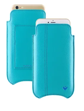 iPhone 6/6s Plus Wallet Case in Blue Vegan Leather | Screen Cleaning Sanitizing Lining.