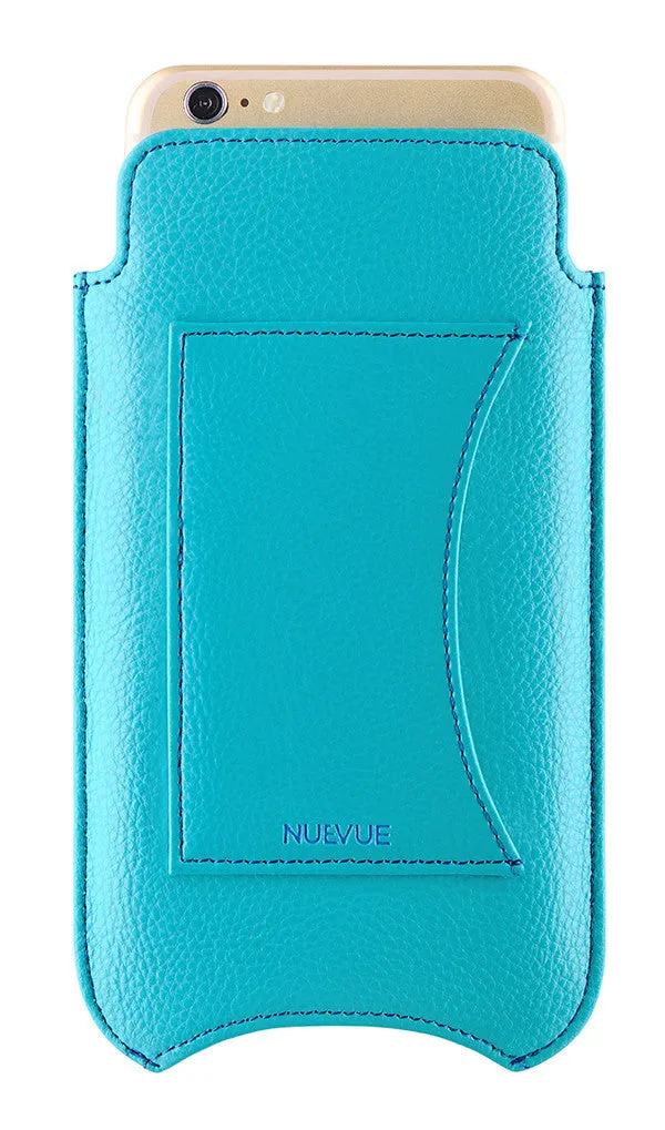 iPhone 6/6s Plus Wallet Case in Blue Vegan Leather | Screen Cleaning Sanitizing Lining.