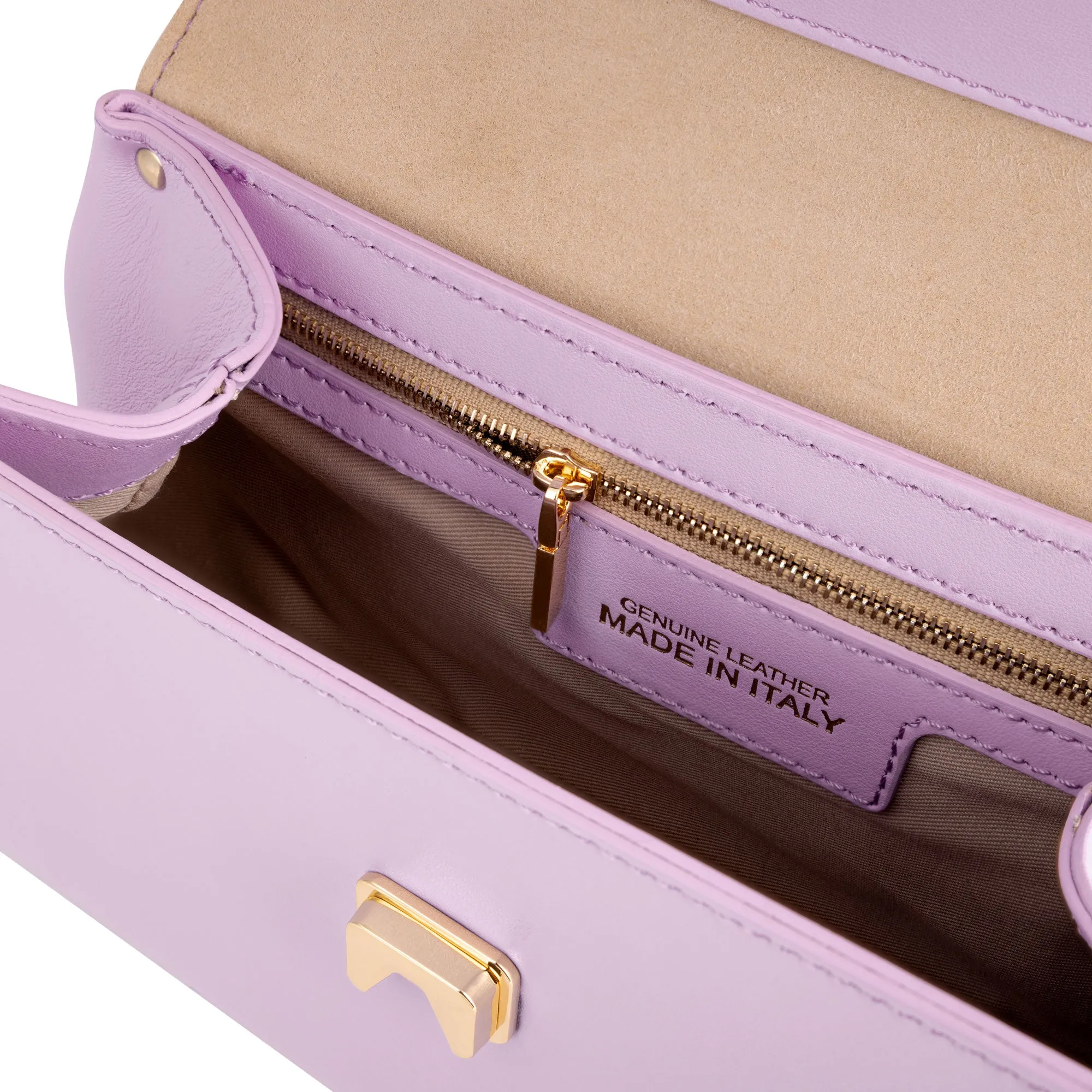 Italian Premium Leather Trapeze Bag Lavender Purple