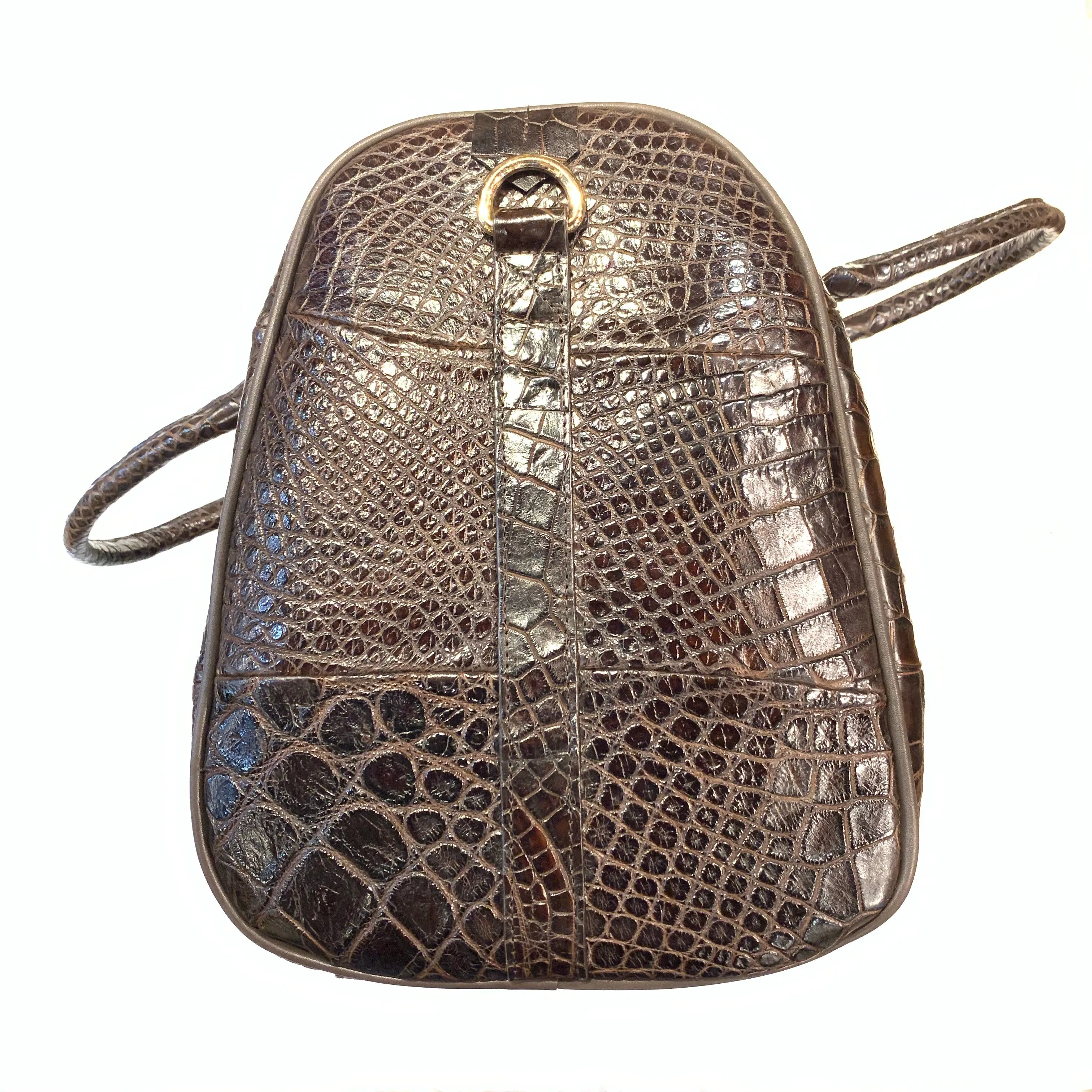 Kashani Brown Full Alligator Body Duffle Bag