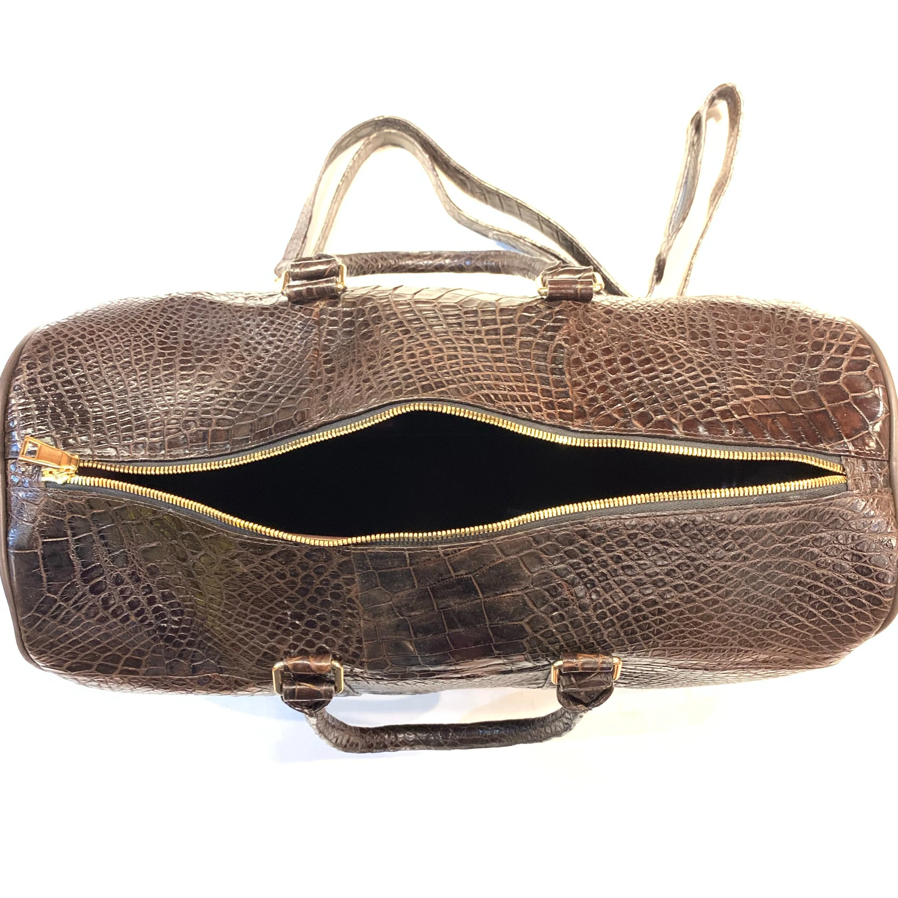 Kashani Brown Full Alligator Body Duffle Bag