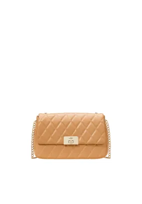 Kate Spade Carey Quilted Medium Flap Shoulder Bag In Tiramisu Mousse KH228