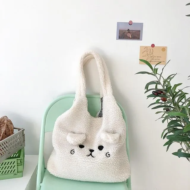 Kawaii Fluffy Pup Tote Bag - Kawaii Bag